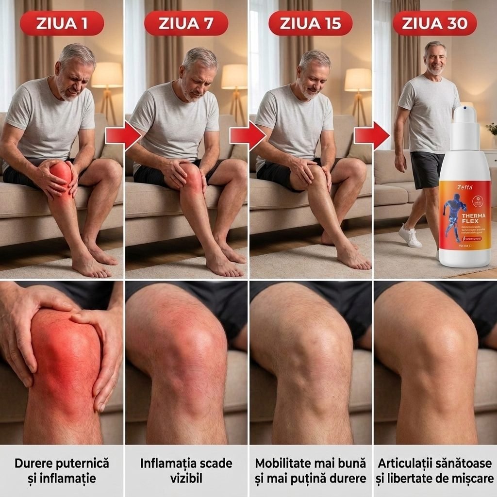 Evoluția în 30 de zile cu Therma Flex: ziua 1, 7, 15, 30